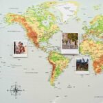 Carte du Monde sur Toile Carte Physique à Épingler - vue 2