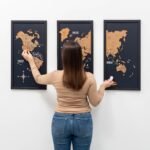 Carte du Monde en Liège à Épingler Triptyque Noir - vue 4