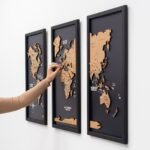 Carte du Monde en Liège à Épingler Triptyque Noir - vue 5