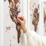 Carte du Monde Triptyque Multi-tons de Bois - vue 2