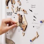 Tableau Mappemonde Bois Triptyque Fumé - vue 4