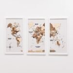 Tableau Mappemonde Bois Triptyque Fumé - vue 5