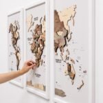 Tableau Mappemonde Bois Triptyque Fumé - vue 6