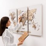 Tableau Carte du Monde 3 Parties Sans Cadre Naturel